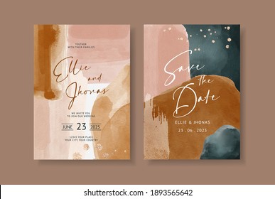 Elegant wedding invitation with hand painted watercolor