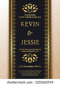Elegant wedding invitation with pattern motif