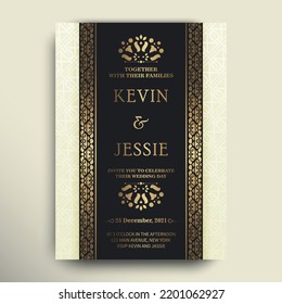 Elegante invitación de boda con motivo de patrón