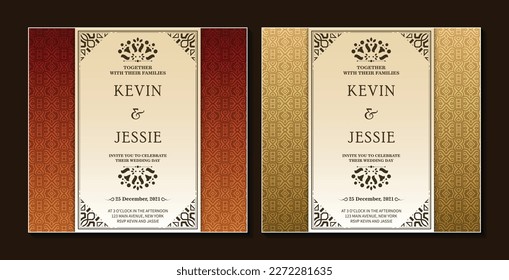 Elegante invitación de boda con motivo de patrón	