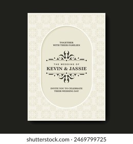 Elegant wedding invitation with pattern motif