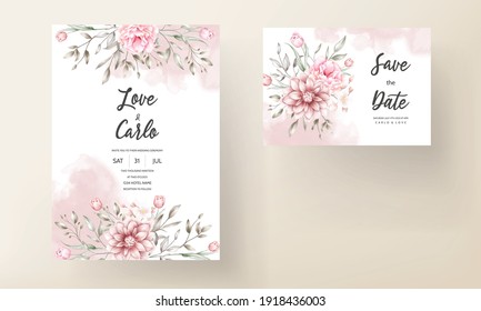 Elegant wedding invitation with soft watercolor floral