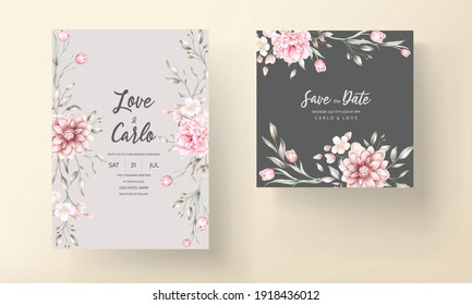 Elegant wedding invitation with soft watercolor floral