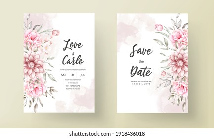 Elegant wedding invitation with soft watercolor floral