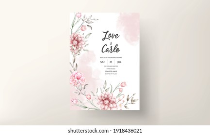 Elegant wedding invitation with soft watercolor floral