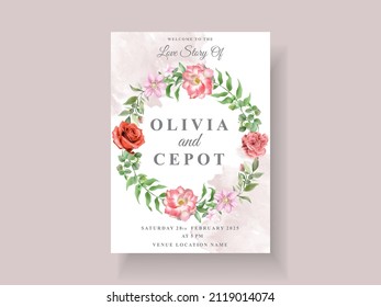 elegant wedding invitation template with beautiful floral design