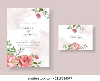elegant wedding invitation template with beautiful floral design