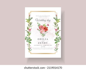 elegant wedding invitation template with beautiful floral design