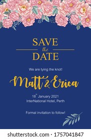 Elegant wedding invitation template Save the date Floral vector