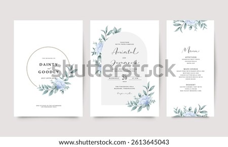 Elegant wedding invitation template set with beautiful florals