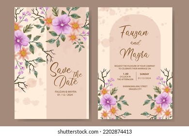 an elegant wedding invitation template with vintage hand drawn flower