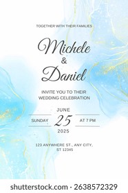 Elegant Wedding Invitation, watercolor background