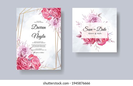 Elegant wedding invitation with watercolor floral ornament