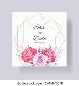 Elegant wedding invitation with watercolor floral ornament