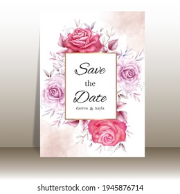 Elegant wedding invitation with watercolor floral ornament