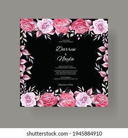 Elegant wedding invitation with watercolor floral ornament