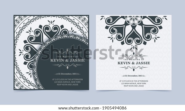 Elegant\
wedding invitation wth mandala style\
design