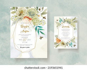 elegant wedding invitation yellow flowers and bees