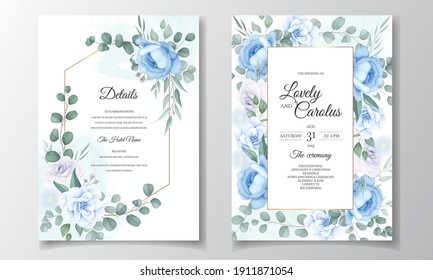 Elegant wedding invitations card with beautiful hand draw floral