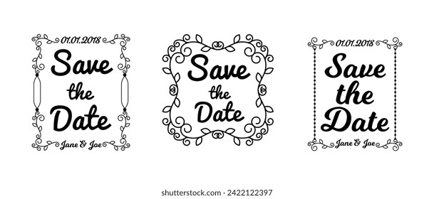 Elegant wedding labels with retro style