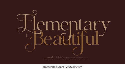 Elegant wedding logo alphabet font and number. Typography luxury classic lettering serif fonts decorative logos vintage retro. vector illustration