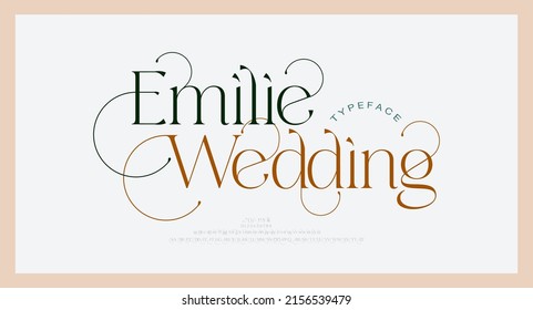 Elegant wedding logo alphabet letters font and number. Typography luxury classic lettering serif fonts decorative logos vintage retro concept. vector illustration