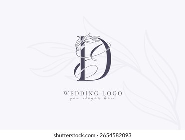 Elegant Wedding Logo with Floral Initial ED Monogram