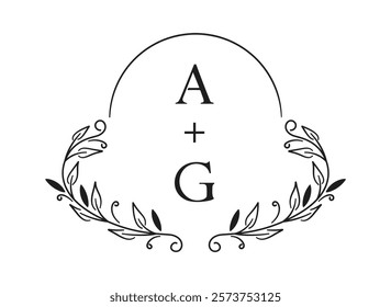 Elegant wedding monogram calligraphic initial