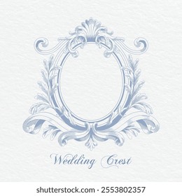 Elegant Wedding Monogram Crest with Vintage Baroque Design. Wedding Monogram Frame with Floral Swirls.