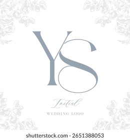 Elegant wedding monogram logo, featuring the initials "YS" in a sophisticated design