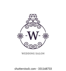 Elegant wedding monogram for shop, salon, jewelry. Vector illustration