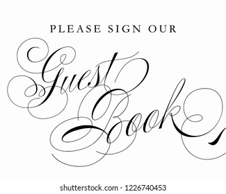 Elegant wedding sign typography text design vector for guest book