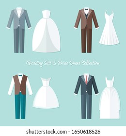 Elegant wedding suit and bridal dress collection