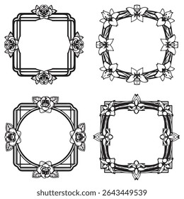 Elegant Wedding Vintage Decorative Floral Border Vector Collection
