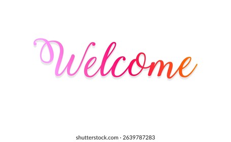 Elegant 'Welcome' lettering in modern calligraphy style – decorative hand-drawn vector stock illustration for greeting cards, invitations, posters, and digital designs.