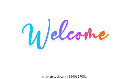Elegant 'Welcome' lettering in modern calligraphy style – decorative hand-drawn vector stock illustration for greeting cards, invitations, posters, and digital designs.