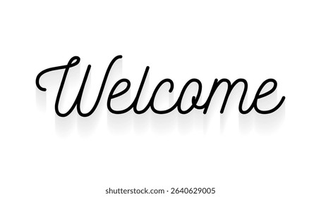 Elegant 'Welcome' lettering in modern calligraphy style – decorative hand-drawn vector stock illustration for greeting cards, invitations, posters, and digital designs.