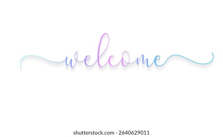 Elegant 'Welcome' lettering in modern calligraphy style – decorative hand-drawn vector stock illustration for greeting cards, invitations, posters, and digital designs.