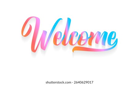 Elegant 'Welcome' lettering in modern calligraphy style – decorative hand-drawn vector stock illustration for greeting cards, invitations, posters, and digital designs.