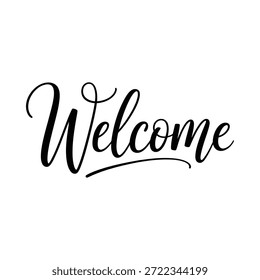 Elegante mensaje de bienvenida en escritura cursiva negra sobre fondo blanco