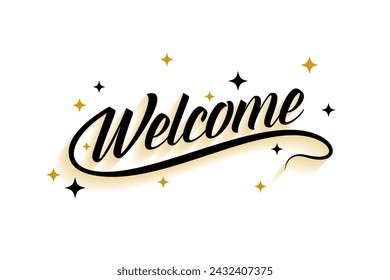 elegant welcome text banner with stars decoration vector