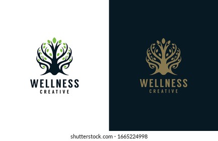 Elegant wellness tree logo illustration