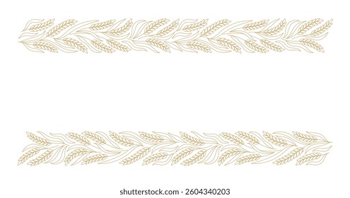 Elegant Wheat Border Frame - Line Art Vector