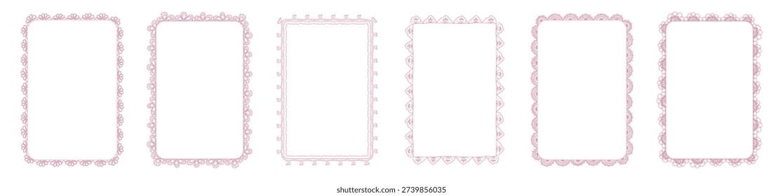 Elegant whimsical lace frames designed for wedding branding, bachelorette party visuals and delicate decorative projects.