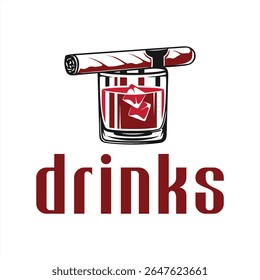 Elegant Whiskey and Cigar Emblem A Sophisticated Drink and Smoke Aesthetic for Lounges and High End Bars