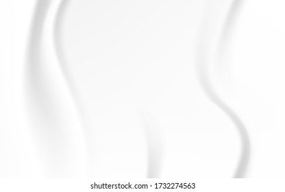 Elegante fondo blanco abstracto con textura suave y suave de tela de seda. Limpiar el gráfico de ondas y curvas. El diseño vectorial de lujo puede utilizarse para obras de arte, papel pintado, tarjeta de boda cubierta, producto textil 