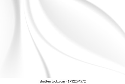 Elegant white abstract background with smooth and soft silk fabric texture. Clean wave and curve graphic. Luxury vector design can use for artwork, wallpaper, cover wedding card, textile product 