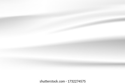 Elegante fondo blanco abstracto con textura suave y suave de tela de seda. Limpiar el gráfico de ondas y curvas. El diseño vectorial de lujo puede utilizarse para obras de arte, papel pintado, tarjeta de boda cubierta, producto textil 