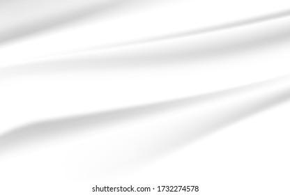 Elegant white abstract background with smooth and soft silk fabric texture. Clean wave and curve graphic. Luxury vector design can use for artwork, wallpaper, cover wedding card, textile product 