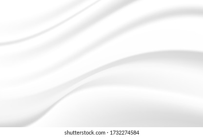 Elegante fondo blanco abstracto con textura suave y suave de tela de seda. Limpiar el gráfico de ondas y curvas. El diseño vectorial de lujo puede utilizarse para obras de arte, papel pintado, tarjeta de boda cubierta, producto textil 